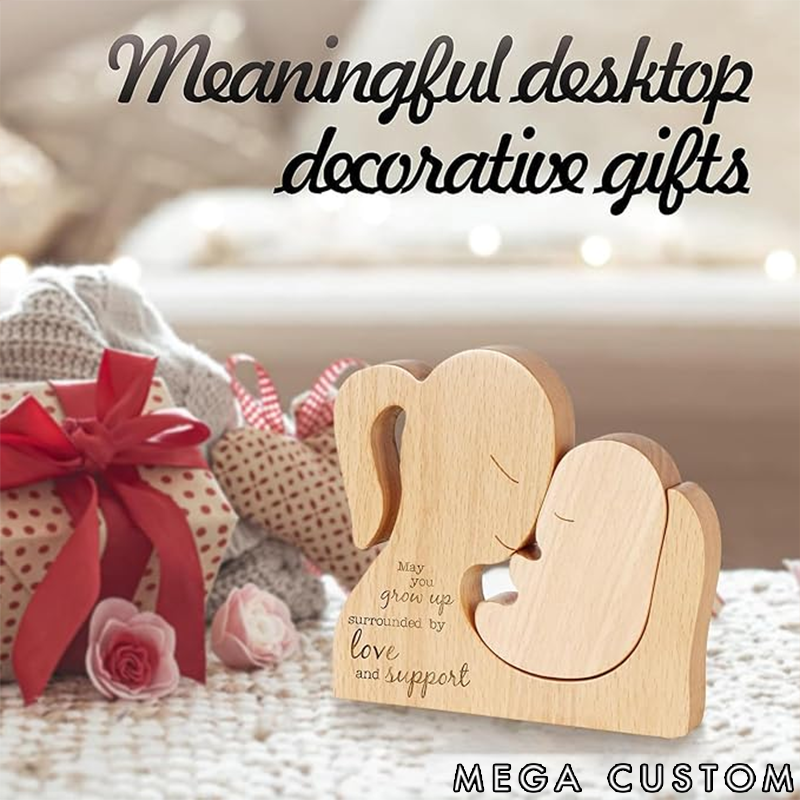 Personalized Wooden Puzzle Mother's Day Mom and Baby Theme Custom Text