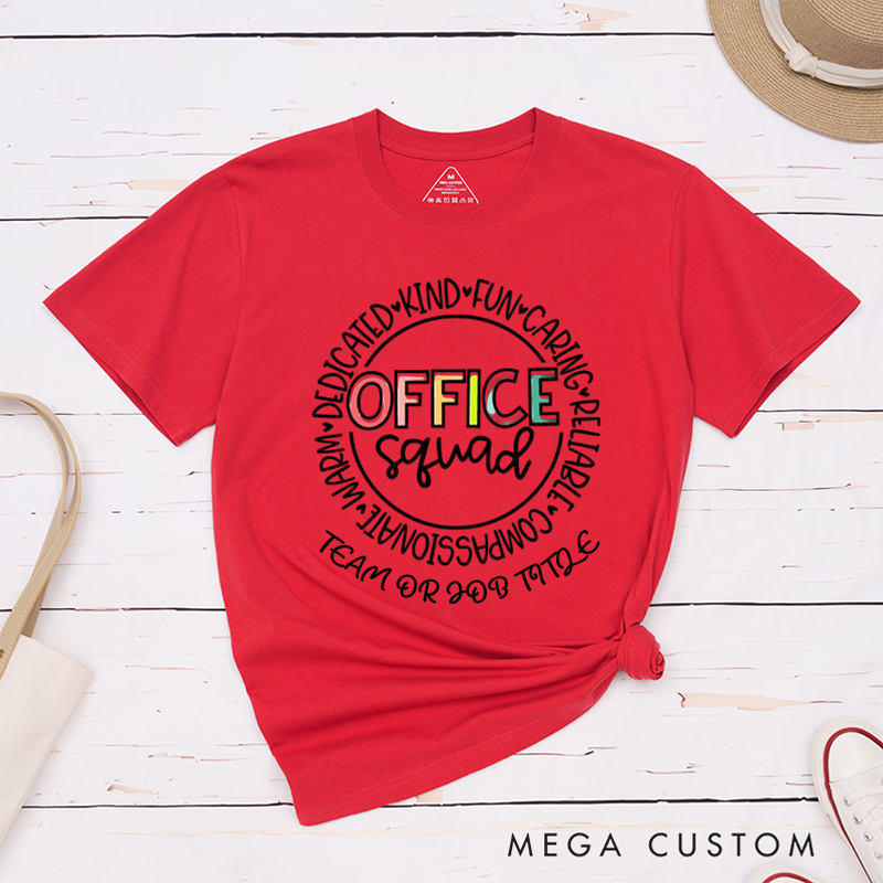Personalized Office Squad Circle Design T-Shirt for Coworkers Fun and Creative Style Team Appreciation Gifts