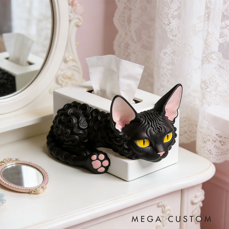 Devon Rex Tissue Box Cover 3D Printed Room Decor Cute Tissue Box Cover for Desk Room Kitchen or Bathroom