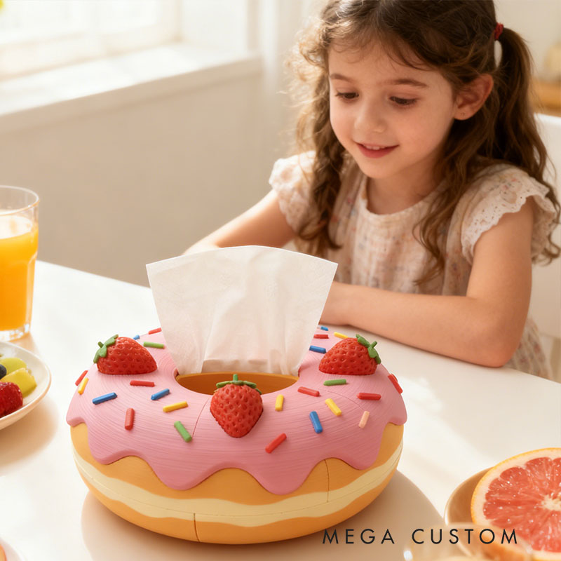 Doughnut Tissue Box Cover 3D Printed Room Decor Cute Tissue Box Cover for Desk Room Kitchen or Bathroom