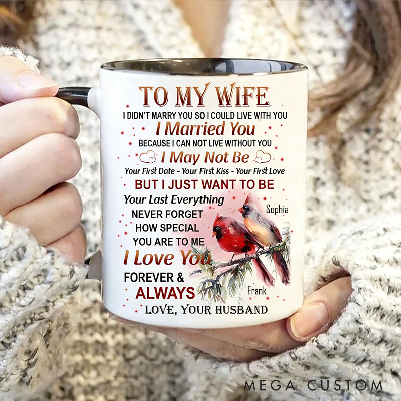 Personalized To My Wife Coffee Mugs Lucky Cardinal Gifts Married Mug Gift from husband Anniversary Gift Wife Lover Gift Valentine Gifts For Wife