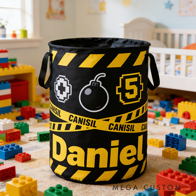 Personalized Cool Dog Game Collapsible Storage Basket for Laundry Toys Organizer Game Lover Dog Lover Gift for Kids