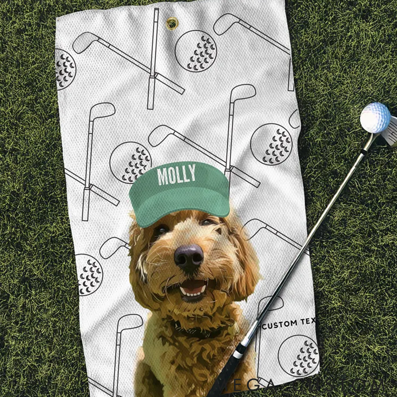 Personalized Pet Lover Custom Pet Golf Towel with Pet Photo Golf Towel