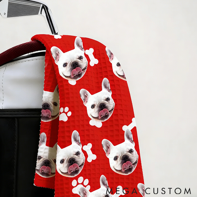 Personalized Pet Lover Funny Dog Face Photo on Golf Towel