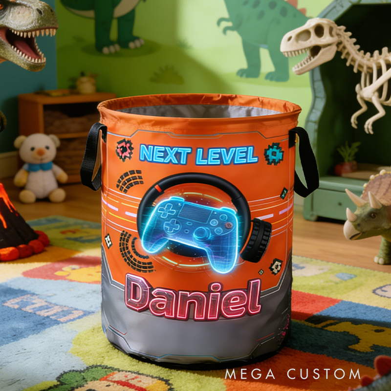 Personalized Mechanical Game Controller Collapsible Storage Basket for Laundry Toys Organizer Game Lover Gift for Kids