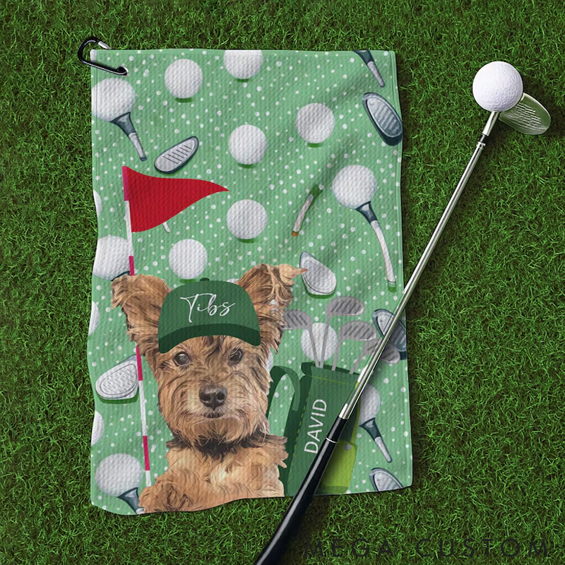 Personalized Pet Lover Custom Golf Towel with Pet Photo Golf Towel