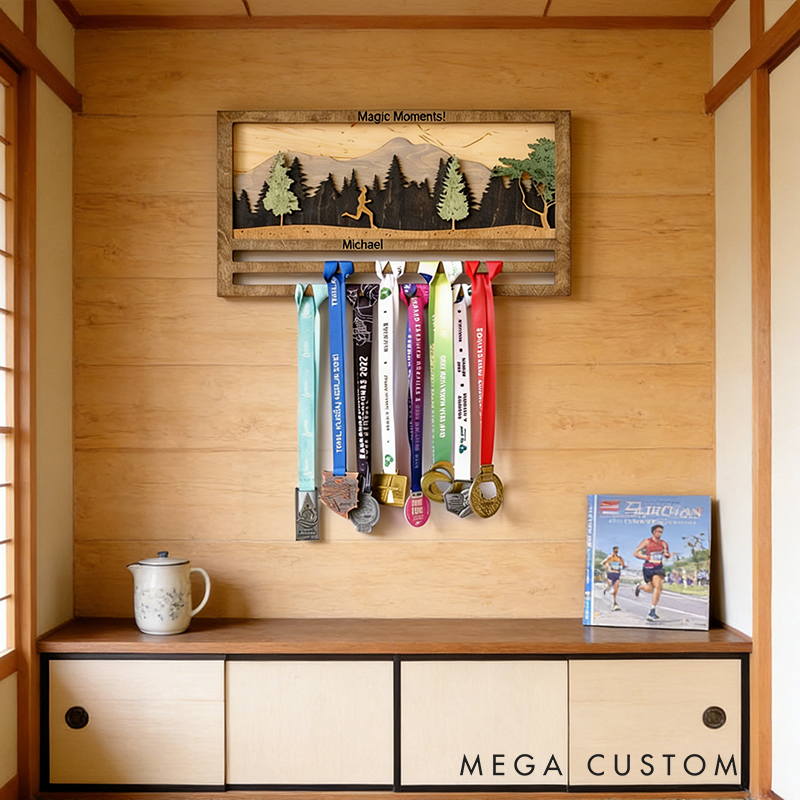 Personalized Marathon Medal Display Rack Custom Text Finisher Gift for Marathon Runner Decor