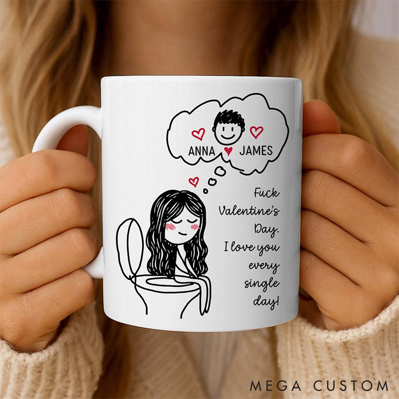 Personalized Funny Couple Mug Custom Toilet Love Cups for Couple I Love You Every Single Day Gift Coffee Mug Valentine's Day Gift for Him Her