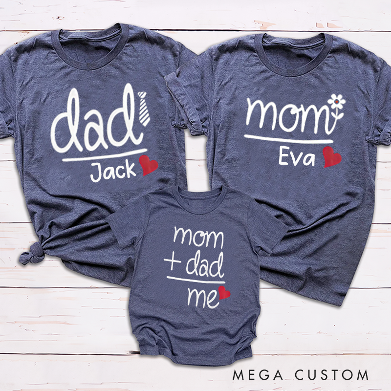 Personalized Dad+Mom=Me Family Matching Outfit Customize Family Names