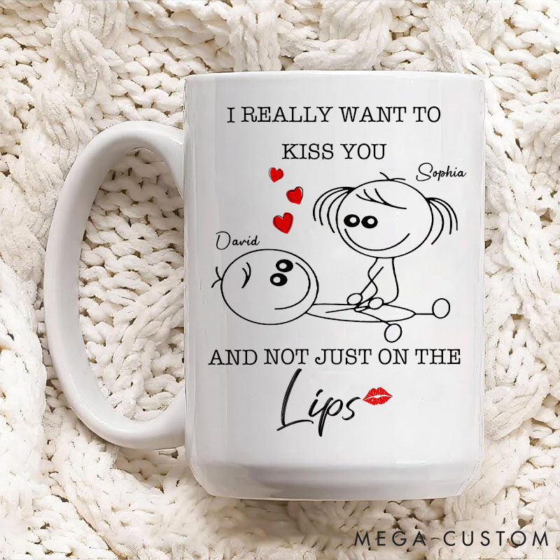 Personalized Naughty Couple Mug Kisses Not Only Lips Husband Funny Mug Custom Valentines Day Gift Coffee Mug for Him
