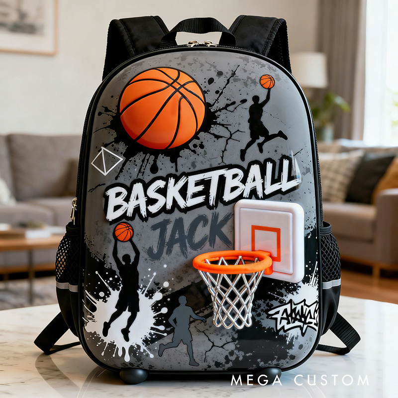 Personalized Basketball Backpack with Fiery Design and Custom Name for Take Your Game Everywhere