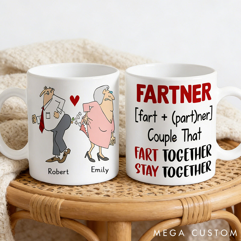 Personalized Funny Couple Mug Fart Together Stay Together Couple Mug Valentine's Gift for Funny Couple Naughty Coffee Mug for Him Her