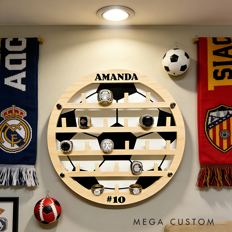 Personalized Soccer Style Ring Holder Custom Name Number Perfect Gift for Soccer Player