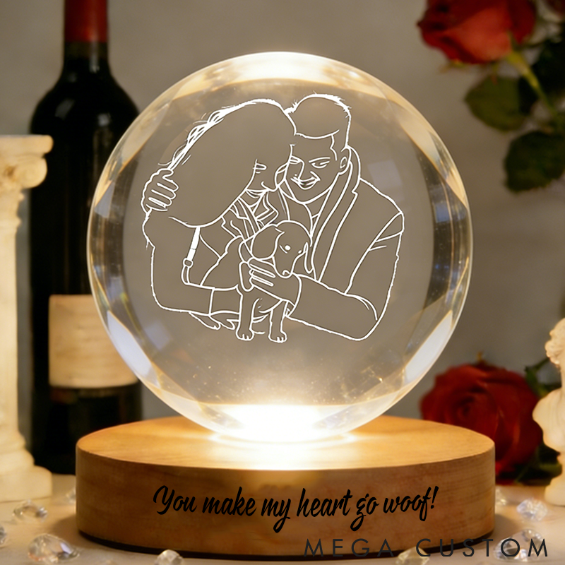 Personalized Pet Lover 3D Crystal Paws Love and Forever Crystal Night Light
