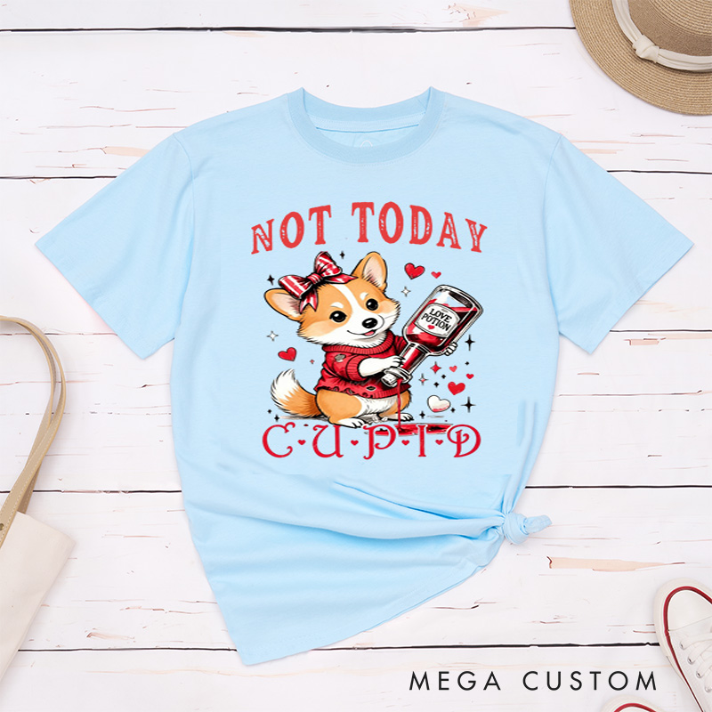 Personalized Pet Lover Not Today Cupid Funny Valentines Day T-Shirt