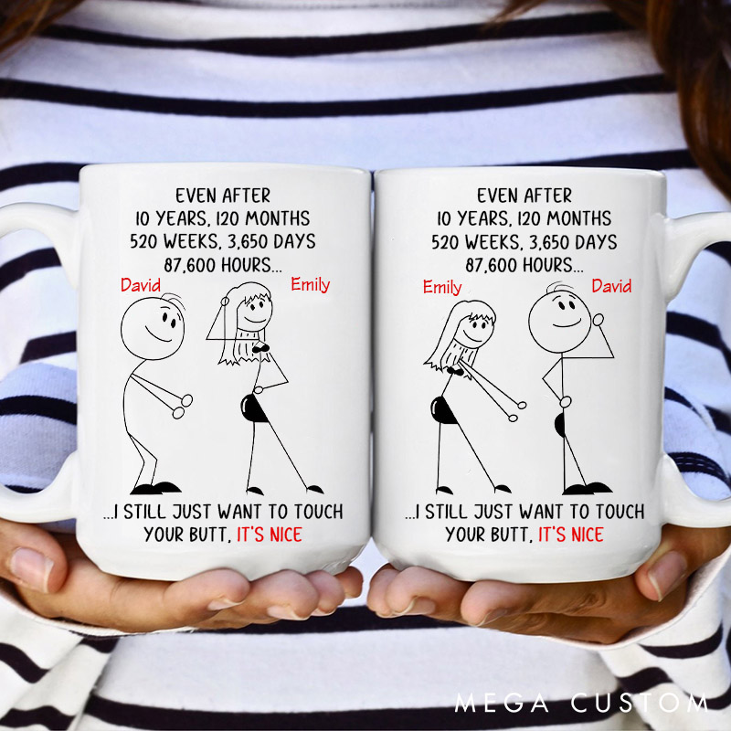 Personalized Couple Anniversary Mug Want To Touch Your Butt Custom Coffee Mug Gift for Husband Wife Valentines Gift for Him Her