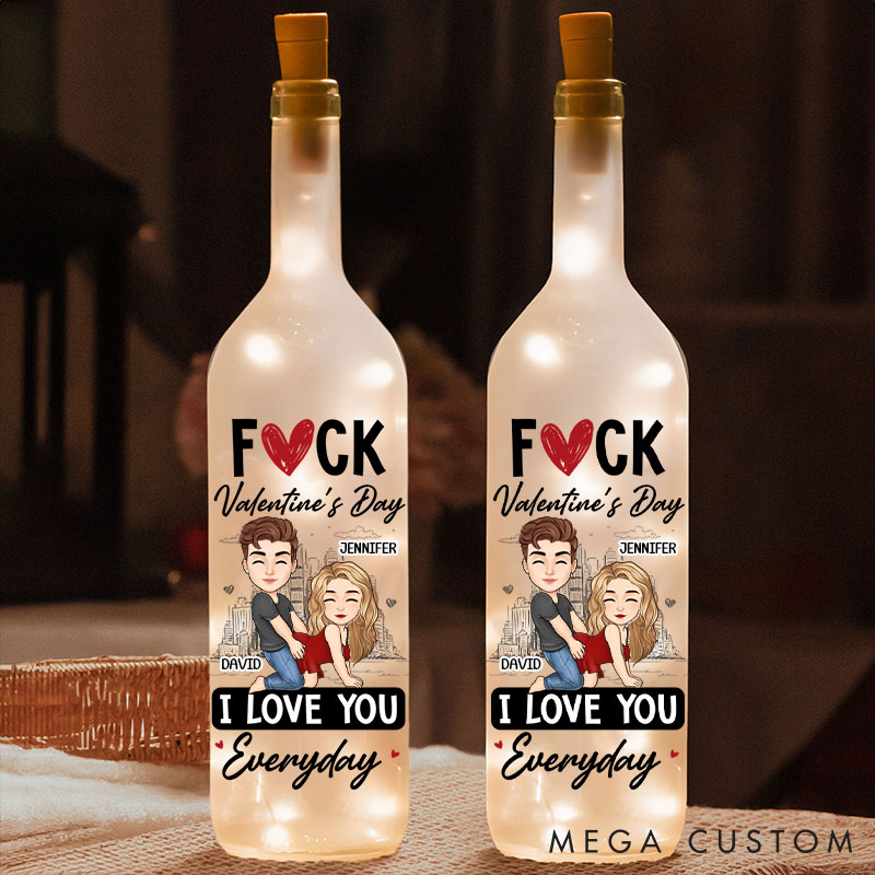 Personalized Couple LED Bottle Lamp F*cking Valentine's Day I Love You Every Day Couple Night Light Couple Valentine Gift Night Bottle Lamp