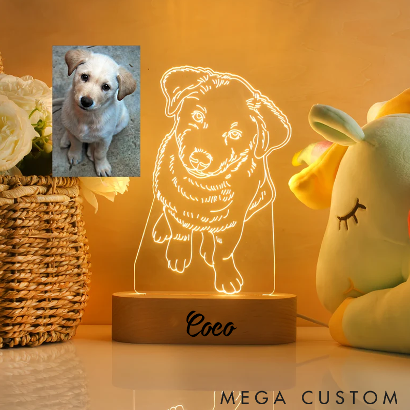 Personalized Pet Lover Custom Pet Line Art Light