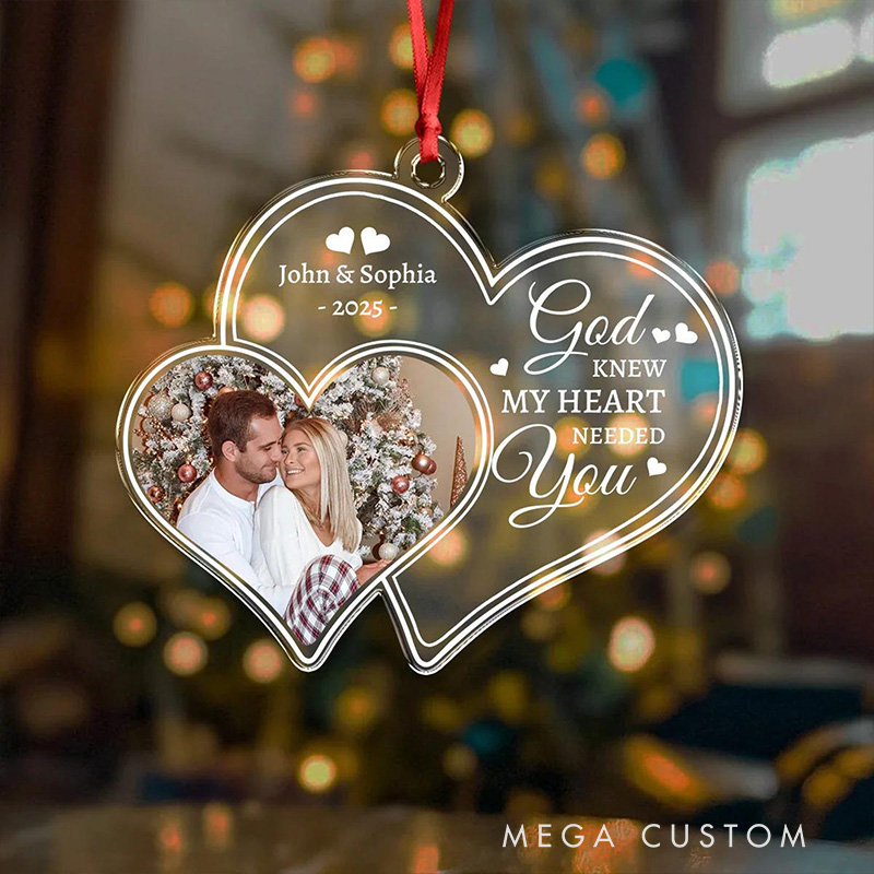 Personalized God Knew My Heart Needed you Acrylic Christmas Couple Ornament with Name Valentine's Day Gift Religious Gift for Couple