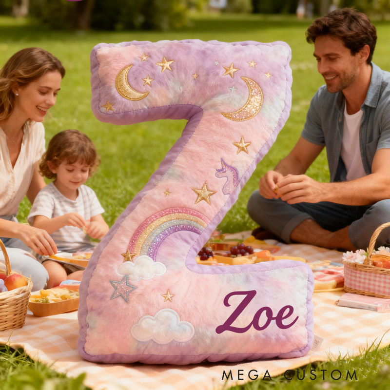 Personalized Graphic 3D Print Magic Rainbow Letter Pillow with Your Name Soft Stuffed Toy for Kids Unique Decorative Cushion for Girls' Room