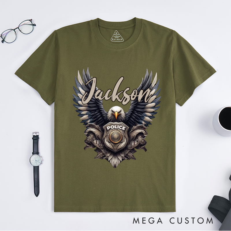 Personalized Majestic Eagle Police Tribute Design Gift for Police Officer T-Shirt