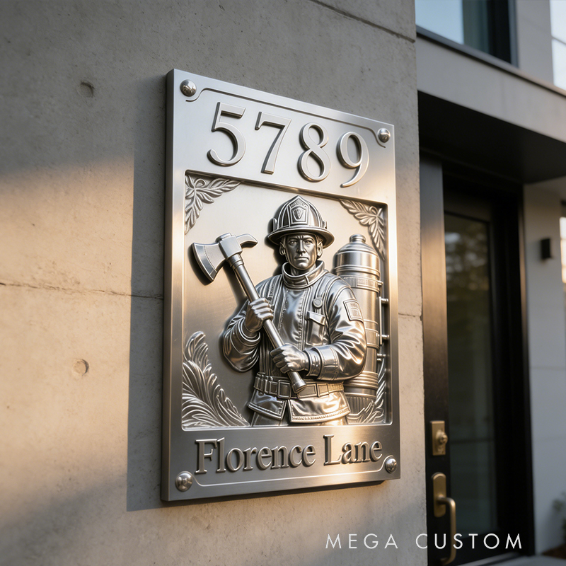 Personalized Metal Firefighter Door Sign Custom Text Perfect Housewarming Holiday Anniversary Gift