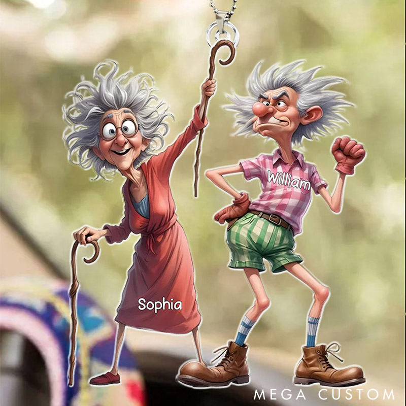 Personalized Quirky Funny Old Couple Elderly Couple Acrylic Ornament for Girlfriend Boyfriend Valentine's Day Gift for Newlyweds Gift for Wife Husband