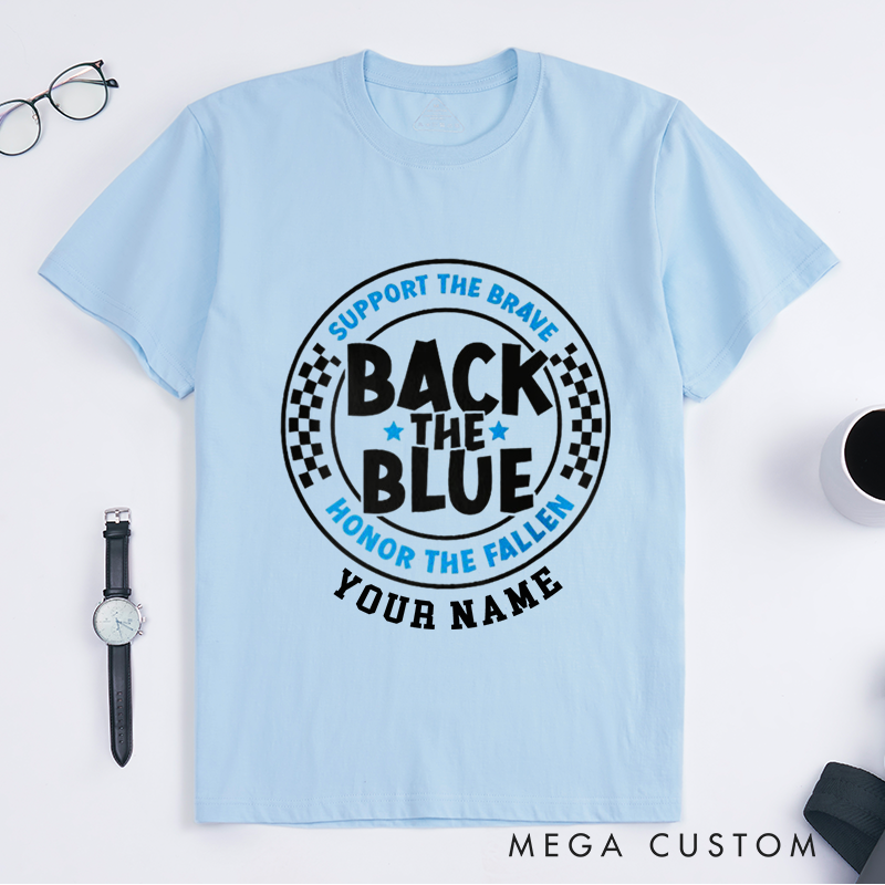 Personalized Classic Back the Blue Support and Honor Design Gift for Police Officer T-Shirt