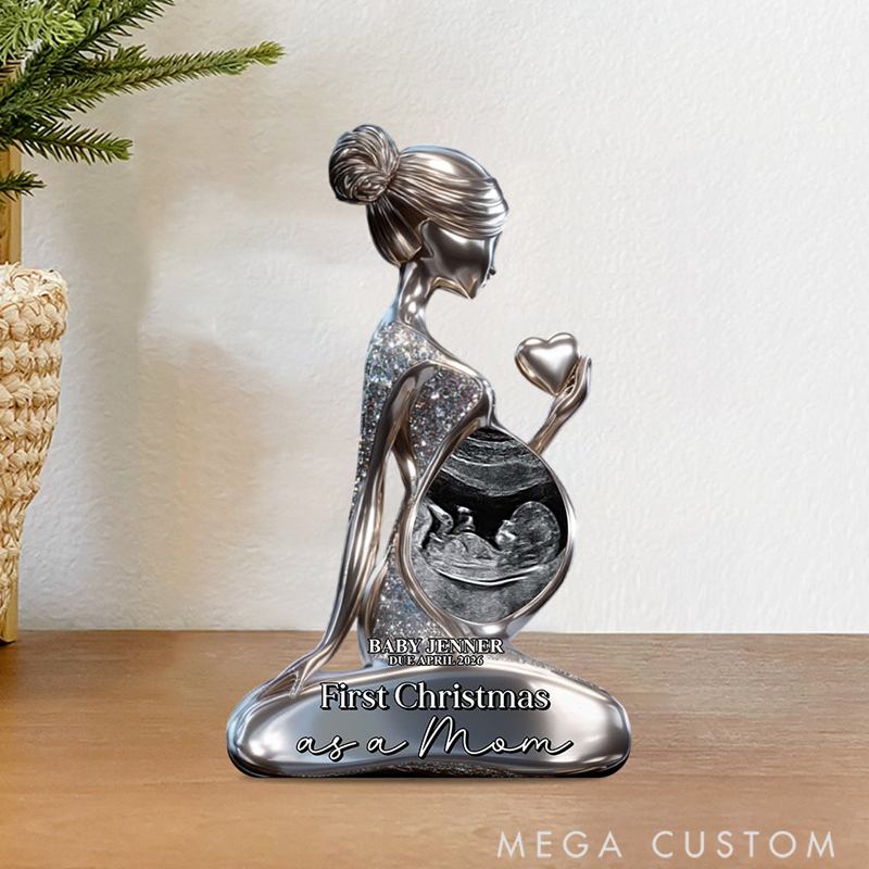 Personalized Pregnancy Custom Shaped Upload Ultrasound Photo Acrylic Plaque Gift for Mother's Day 