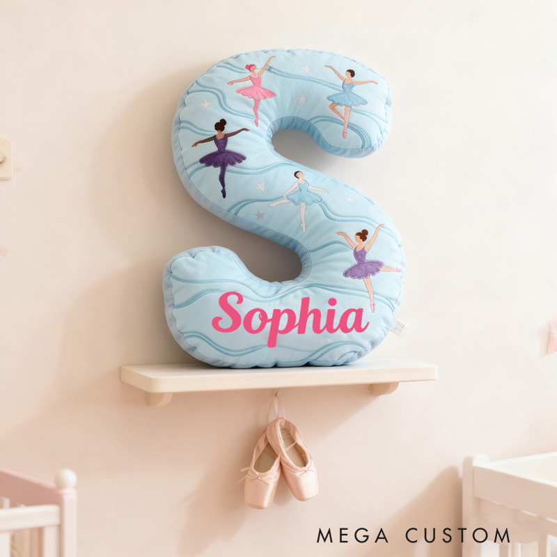 Personalized Graphic 3D Print Ballet Pillow With Your Own Name Soft Stuffed Toy for Kids Unique Decorative Cushion for Girls' Room