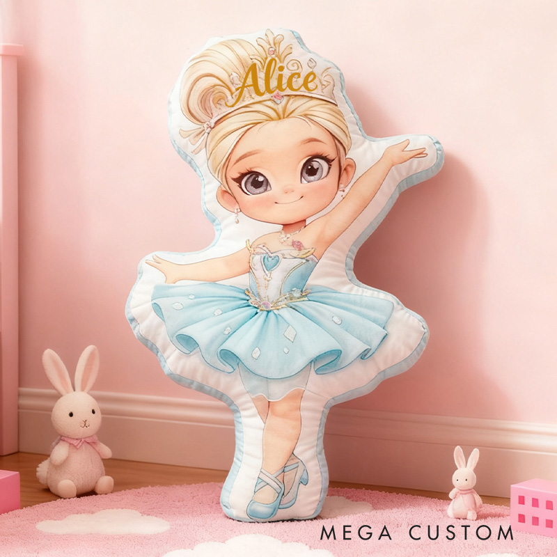 Personalized Ballet Dancers Pillow with Your Own Name Soft Stuffed Toy for Kids Unique Decorative Cushion for Girls' Room and Dance Studio