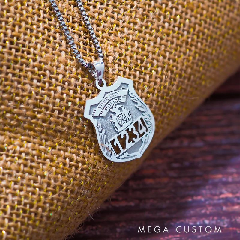 Personalized Police Officer Gifts Police Badge Necklace Police Retirement Gift Police Badge Necklace Personalized With Any Number & Dept