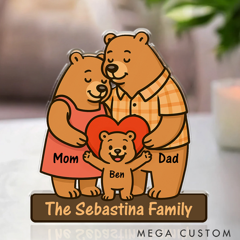 Personalized Custom Shaped Acrylic Plaque Love Bear Family Gift for Family