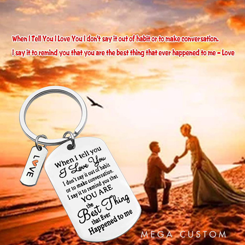 Personalized Romantic Keychain Custom Message Valentines Gift for Loved Ones