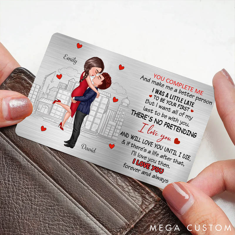 Personalized Love Poem Wallet Insert with Cityscape Romantic Wallet Accessories for Husband Couple Valentine's Gift for Boyfriend