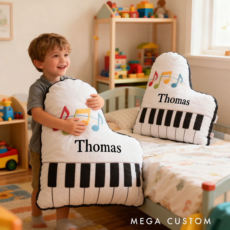 Personalized Graphic 3D Print Piano Pillow With Your Own Name Soft Stuffed Toy for Kids Music Lovers Unique Decorative Cushion for Kids' Room and Music Room