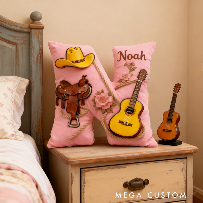 Personalized Graphic 3D Print Cowboy Hat and Saddle-Themed Throw Pillows Customizable with Your Name Perfect Gift for Her Music Lovers and Horseback Riding Enthusiasts