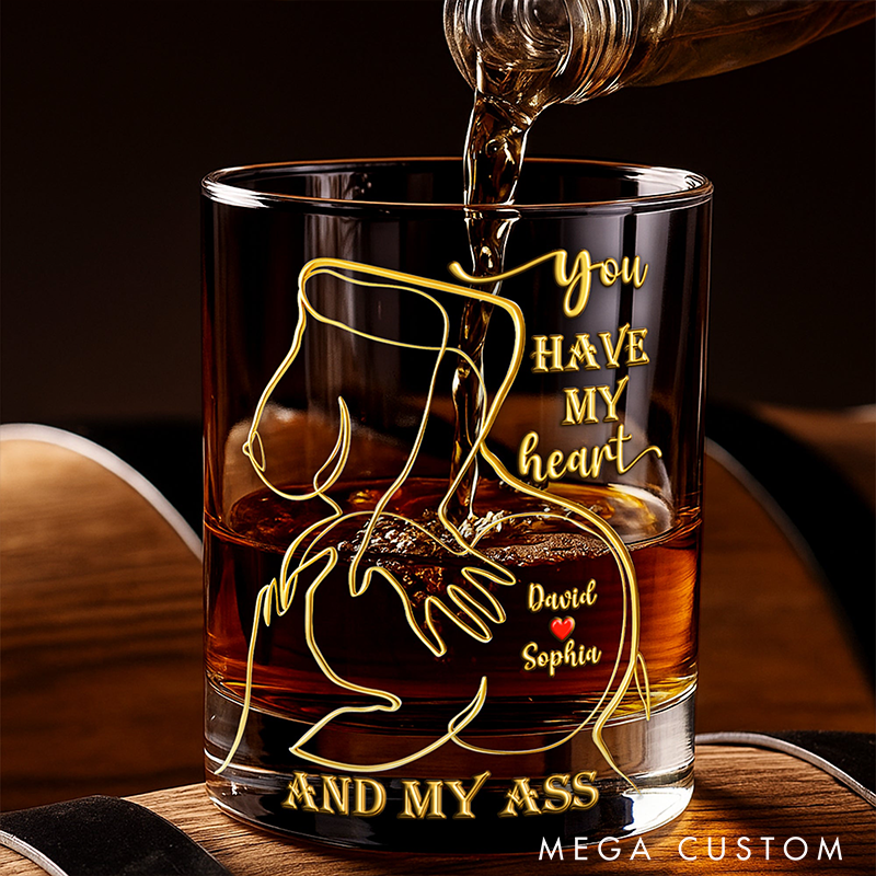 Personalized Spicy Love Round Couple  Whiskey Glass