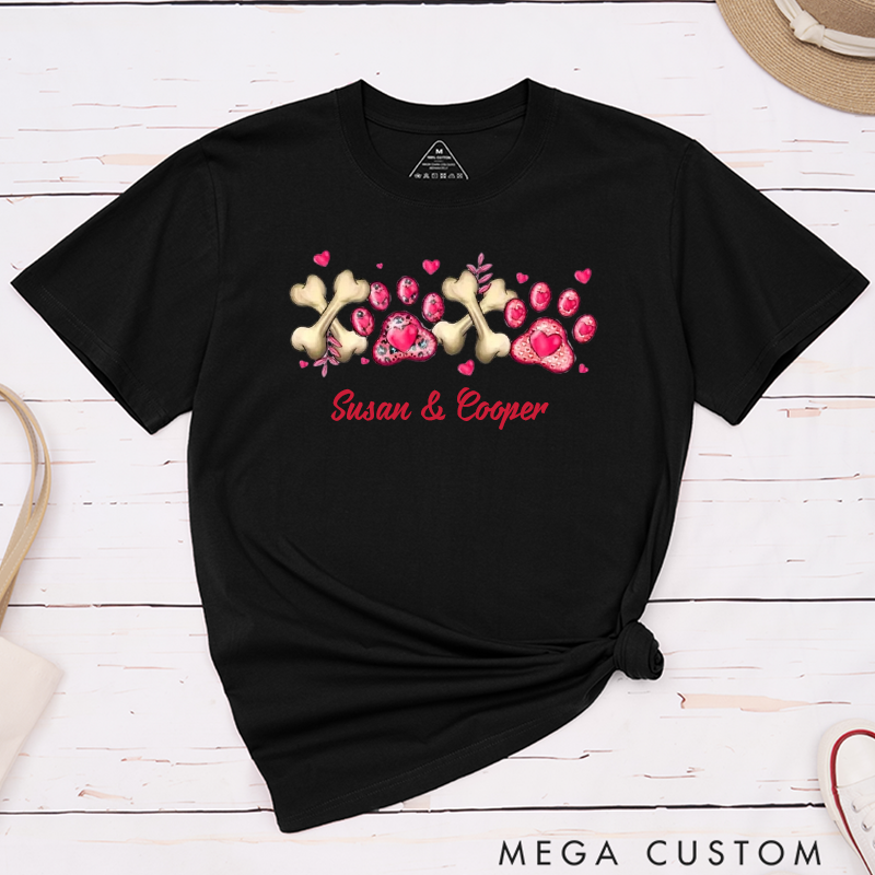 Personalized Pet Lover Valentine Pet Paw T-Shirt