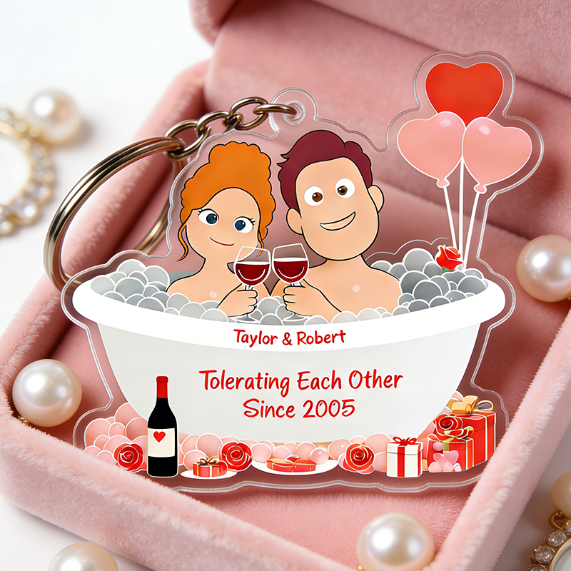 Personalized Couple Funny Bathub Keychain