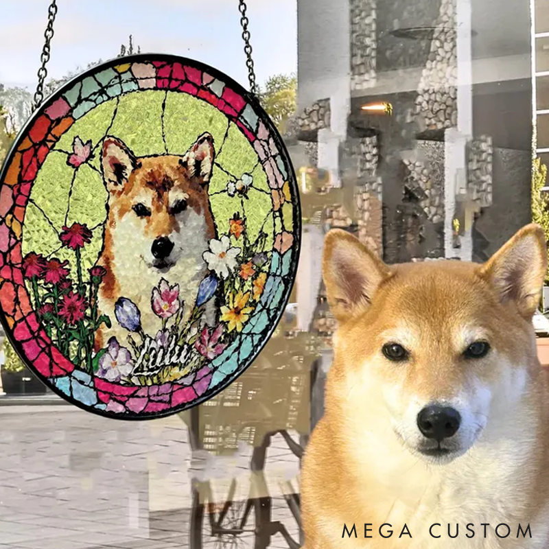 Personalized Pet Lover Funny Pet Portrait Sun Catcher