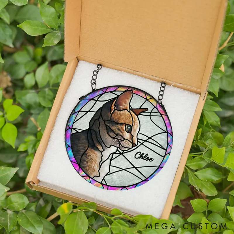 Personalized Pet Lover Custom Pet Portrait from Photo Sun Catcher