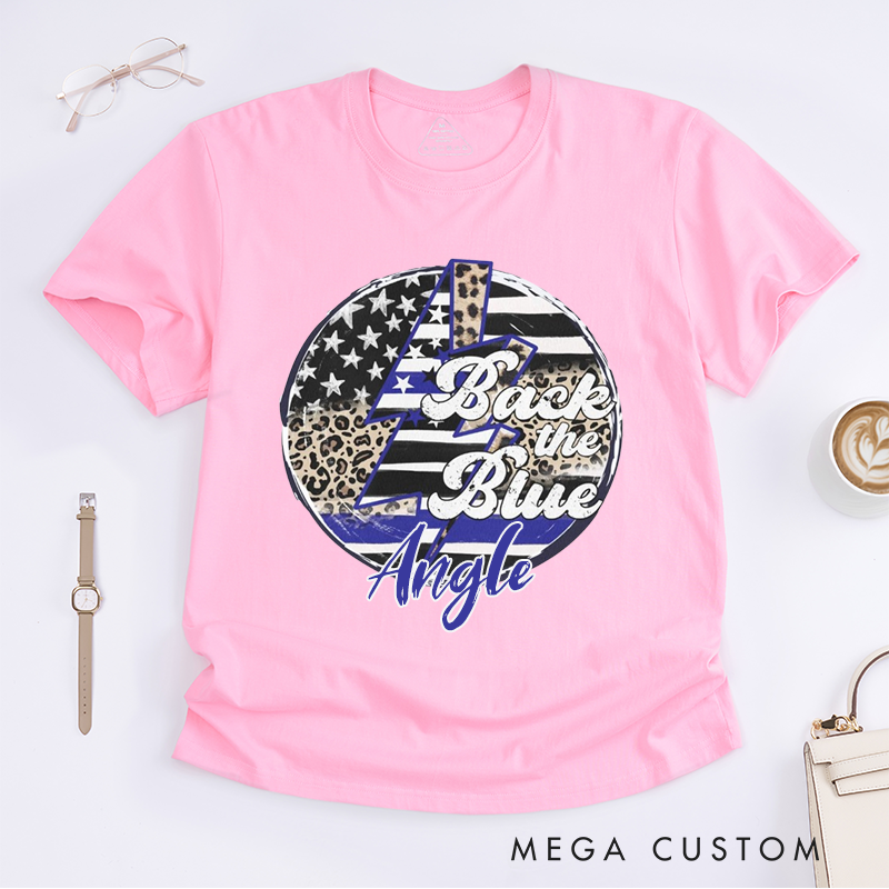 Personalized Police Stylish Back the Blue Graphic Design Gift for policewoman Police Officer T-Shirt