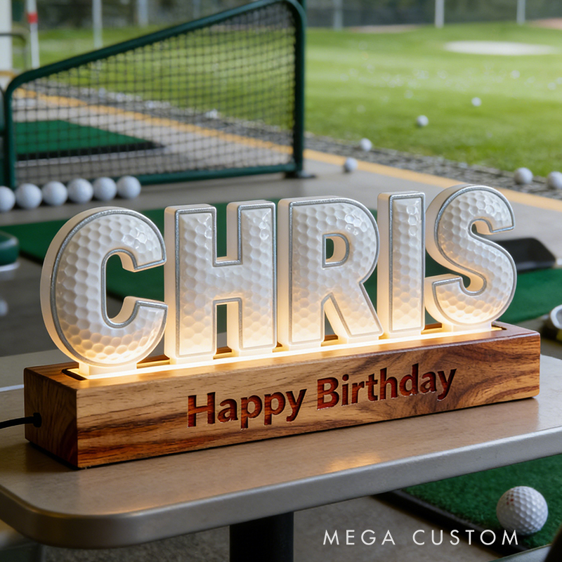 Personalized Elegant Golf LED Night Light Custom Name and Message Perfect Holiday Gift for Golf Enthusiasts