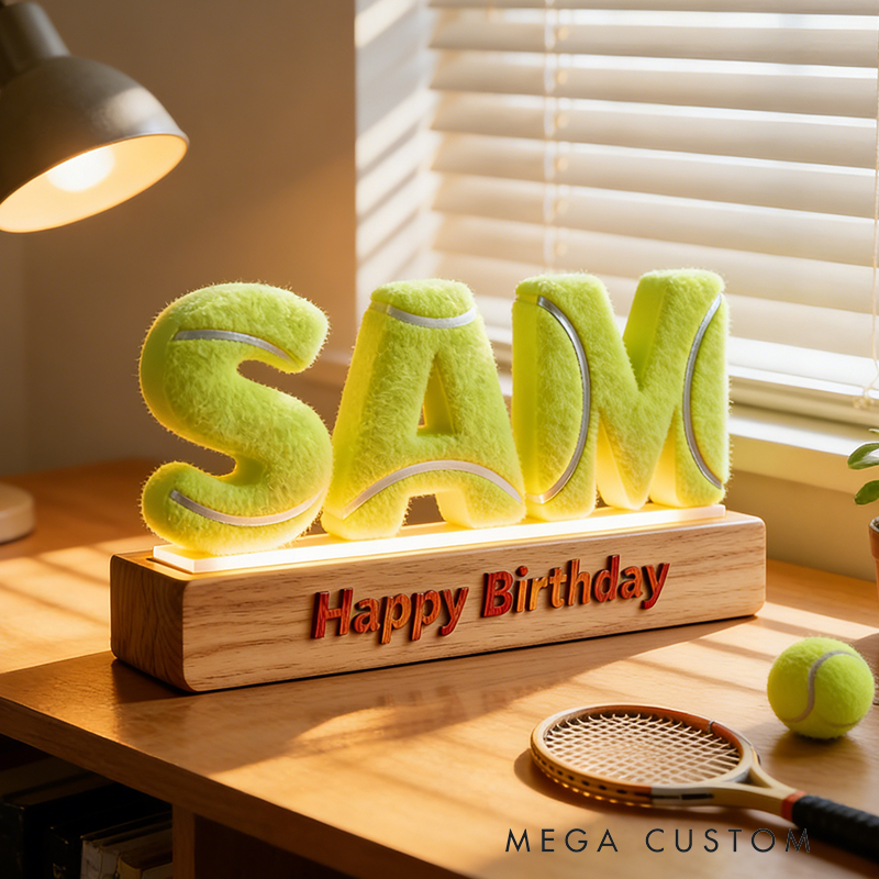 Personalized Classic Tennis LED Night Light Custom Name Quote Perfect Holiday Gift for Tennis Fans
