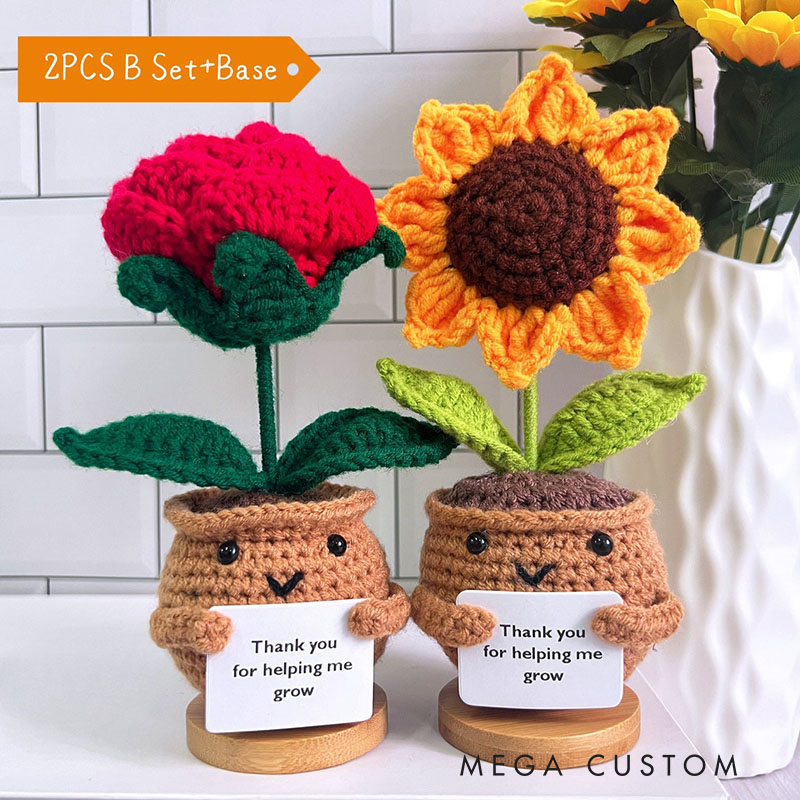 Personalized Adorable Crochet Plant Decor Custom Message Perfect Emotional Support Holiday Gift