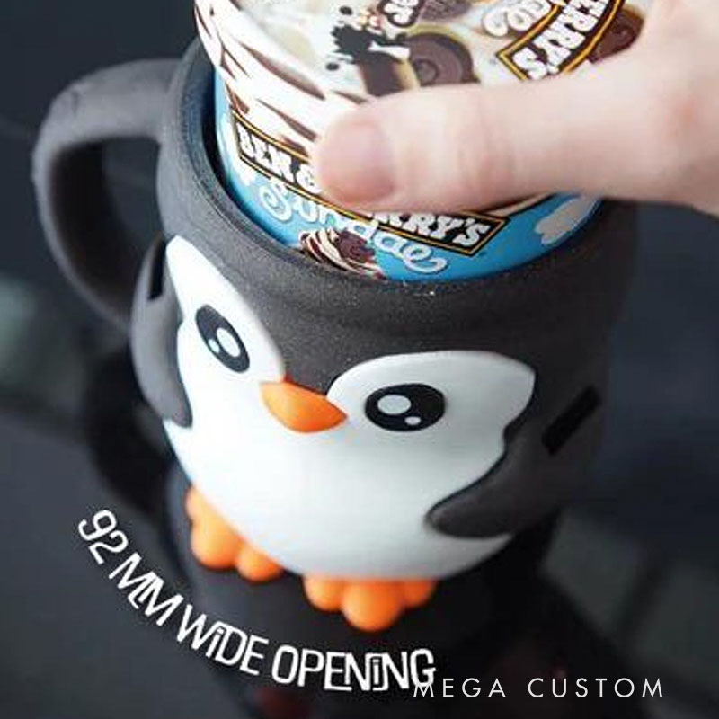 Penguin Ice Cream Pint Holder 3D Printed with Spoon Slots & Snack Drawer