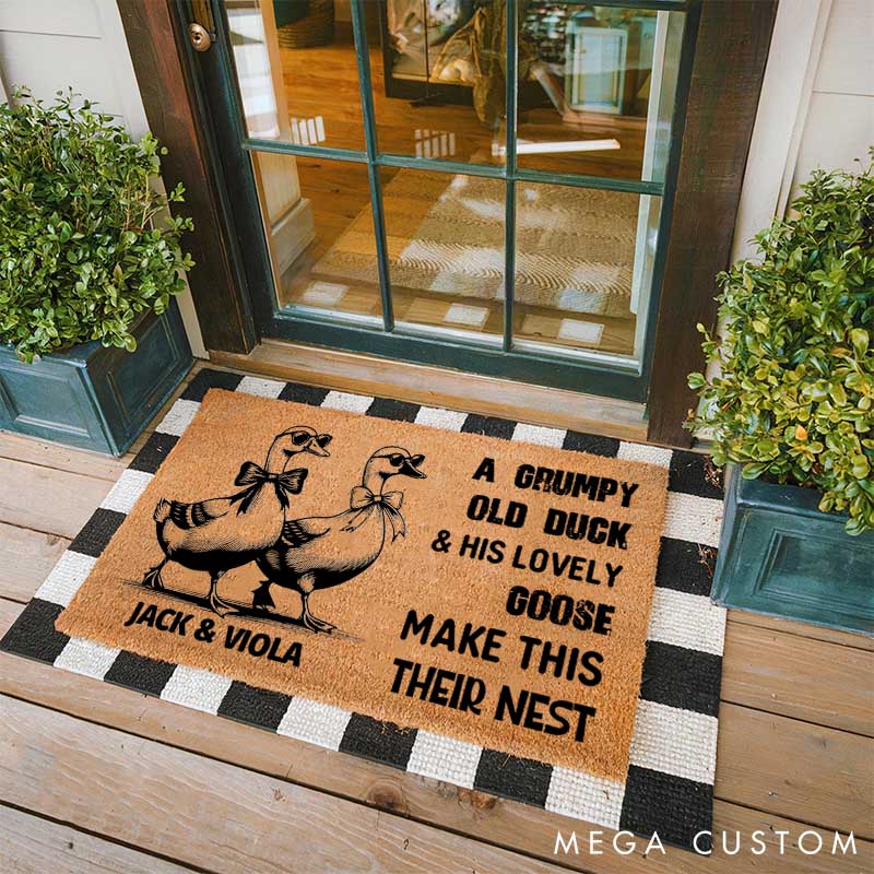 Personalized Duck and Goose Doormat A Grumpy Old Duck and His Lovely Goose Couple Doormat Anniversary Gift for Couple