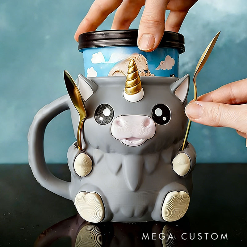Dream Horse Ice Cream Pint Holder 3D Printed with Spoon Slots & Snack Drawer