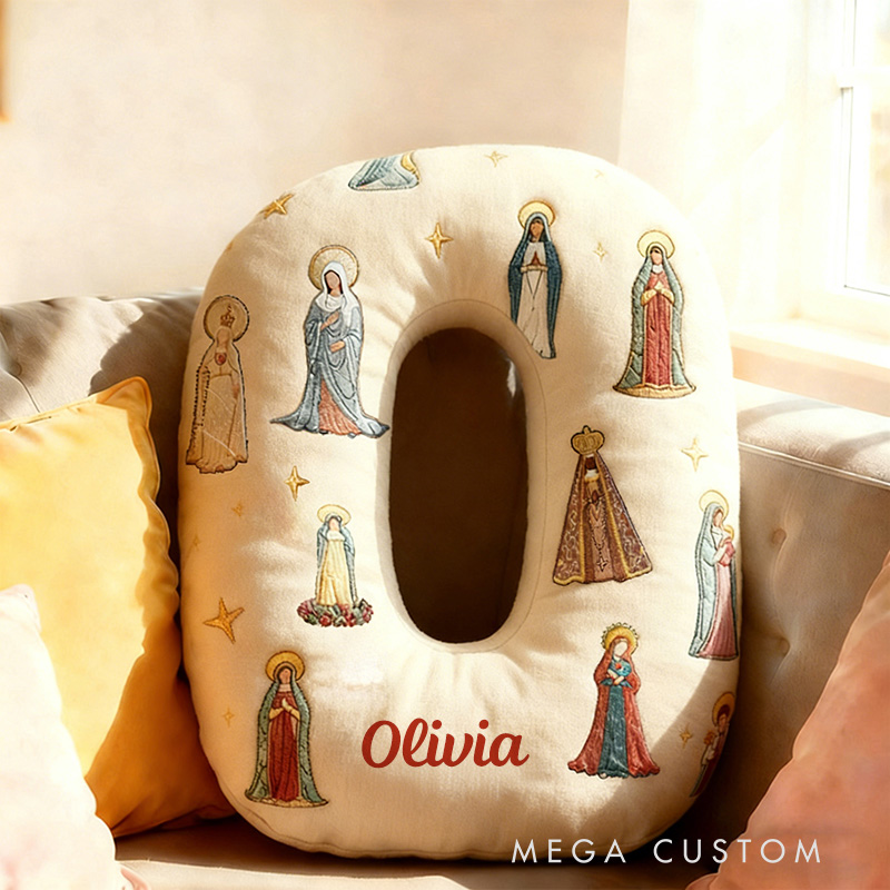 Personalized Mother of God Pray for us Letter Pillow with Custom Name Room Decor Christian Graphic 3D Print Pillow Religious Gift for Kids Adults